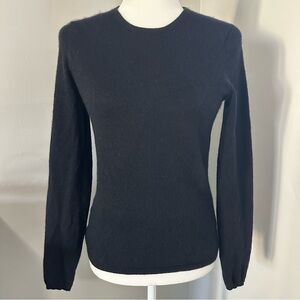 Cashmere Sutton Classic Women’s Sweater, Solid Black, 100% Cashmere, Small